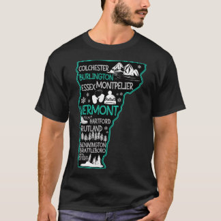 T-shirt Vermont Burlington mignonne carte EsRutland Bennin