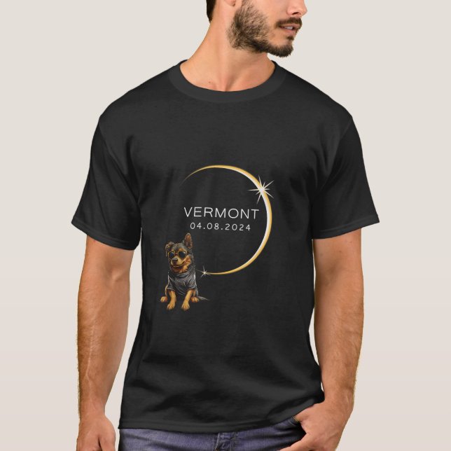 T-shirt VERMONT Total Éclipse Solaire 2024 Lunettes de chi (Devant)