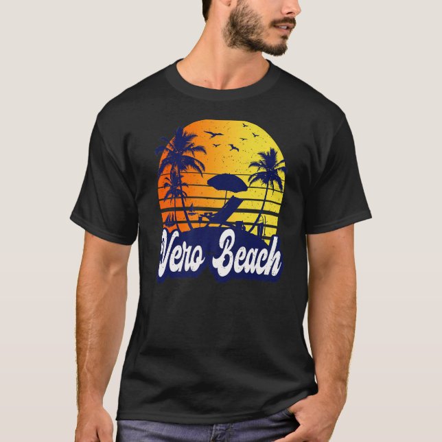 T-shirt Vero Beach Florida Sunset Beach Retro Premium (Devant)