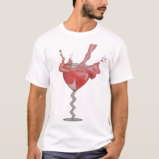 T-shirt Verre à vin débordant (Devant)