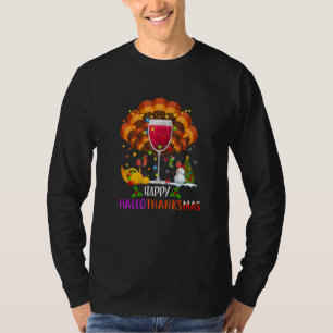 T-shirt Verre à vin Thanksgiving Vin Joyeux Hallothanksmas