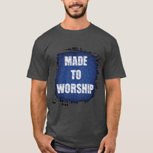 T-shirt Verre bleu brossé "Fabriqué pour le culte"