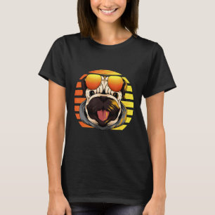T-shirt Verre de Pug drôle Amoureux de Puggy Cool Smile Pu