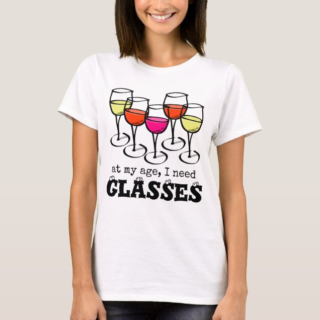 T-shirt Verre De Vin De Cartographie À Mon Âge, J'Ai Besoi (Devant)