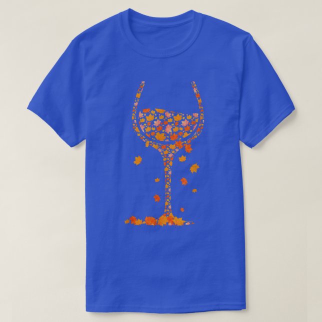 T-shirt Verre De Vin Feuille D'Érable Automne Automne Chau (Design devant)