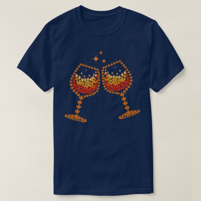 T-shirt Verre de vin feuille d'érable automne drôle boisso (Design devant)