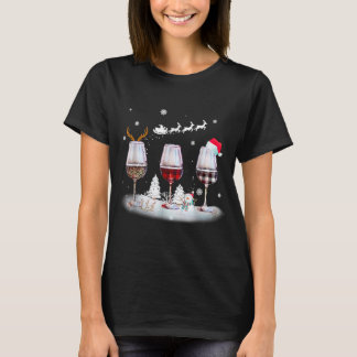 T-shirt Verre de vin rouge Verre léopard de Noël Rouge