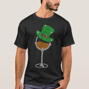 T-shirt Verres à vin en pierre de rhinestone Boire Jour de