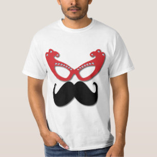 T-shirt verres bling rouges avec la moustache