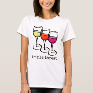 T-shirt Verres de vin triples de menace