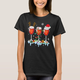 T-shirt Verres De Vin Xmas Rinder Léger Santa Hat Drin