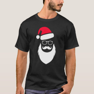 T-shirt Verres et moustache de barbe de Père Noël Red Hat