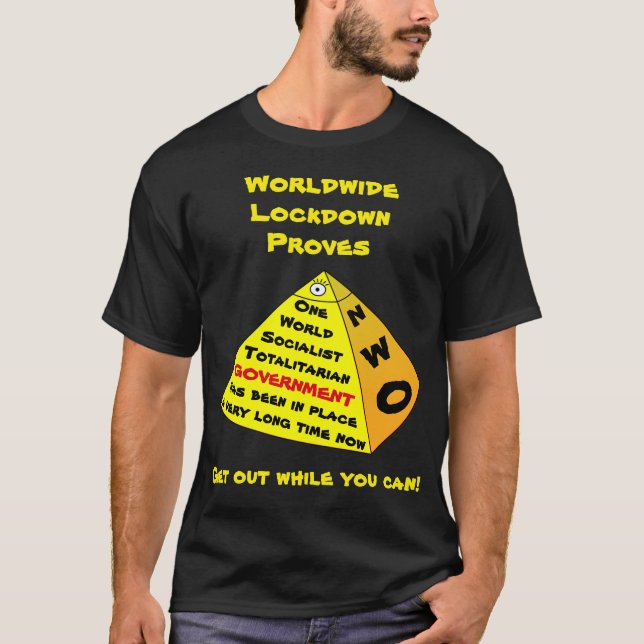 T-shirt Verrouillage mondial (noir) (Devant)