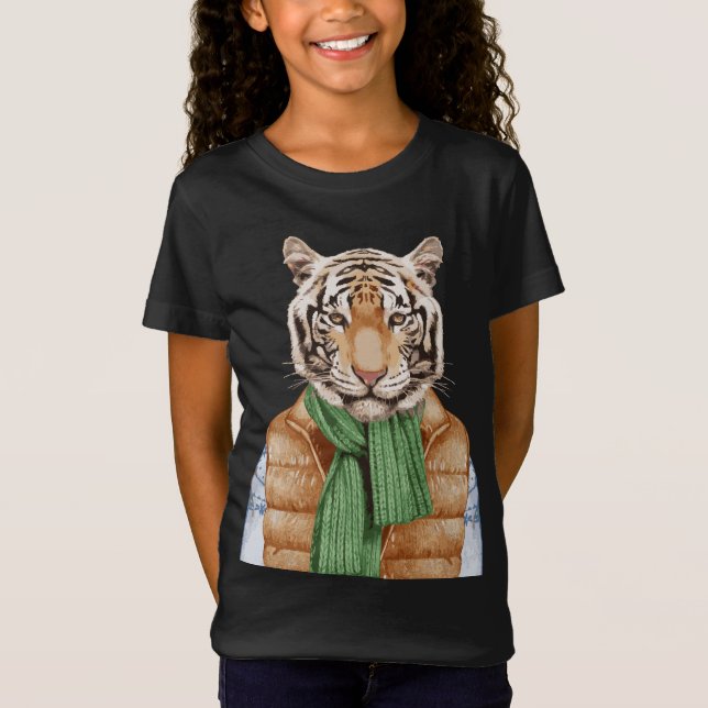 T-Shirt Vers le bas tigre de gilet (Devant)