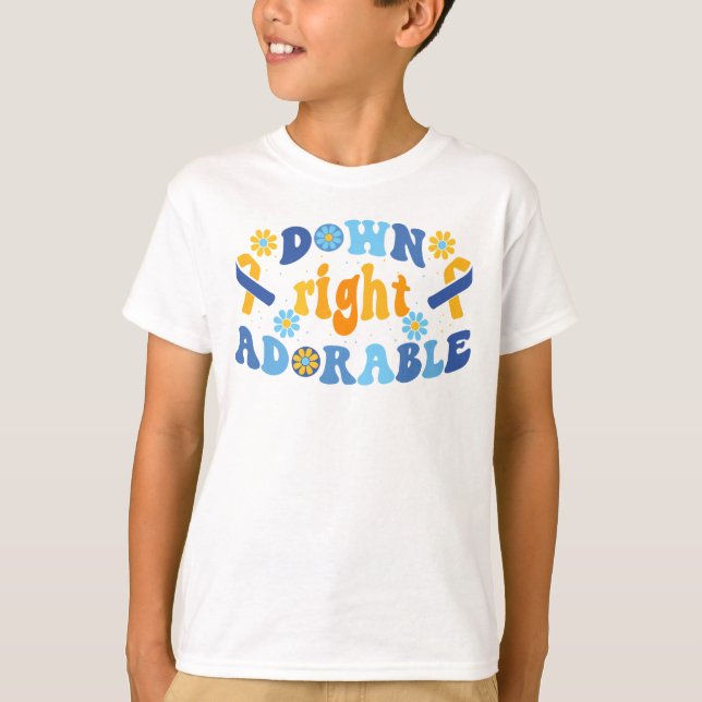 T-shirt Vers le bas vers la droite Sensibilisation au synd (Devant)