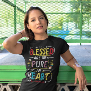 T-shirt Verset Bible Dessiné À La Main : Bienheureux Coeur