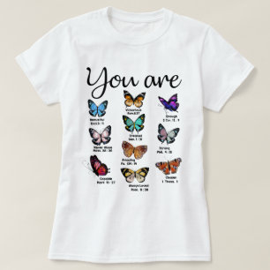 T-shirt Verset Bible Papillon Vous Êtes Belle Religieuse