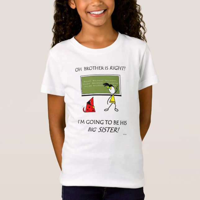 T-Shirt Version de cheveux noirs de grande soeur/petit (Devant)