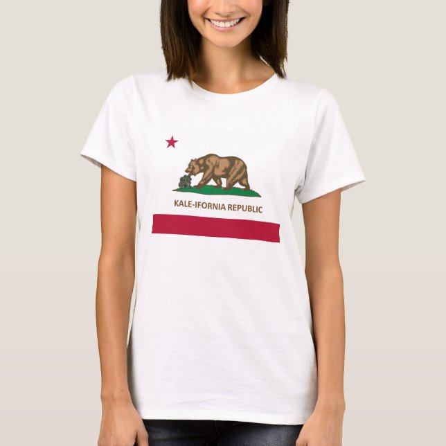 T-shirt Version de chou frisé de drapeau de la Californie (Devant)