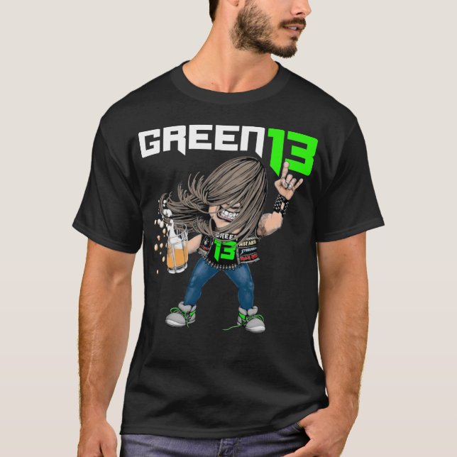 T-shirt Vert 13 Metalhead (noir) (Devant)