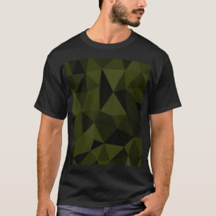 T-shirt Vert armée foncé noir motif de maille géométrique 