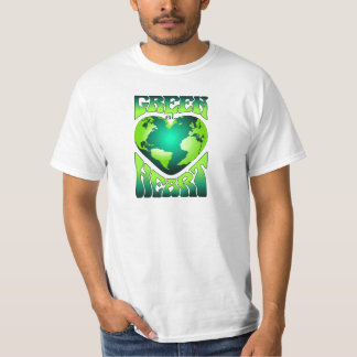 T-shirt VERT AU COEUR Éco écologique Rétro