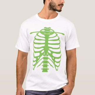 T-shirt vert au néon de cage thoracique