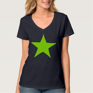 T-shirt vert au néon de conception d'étoile