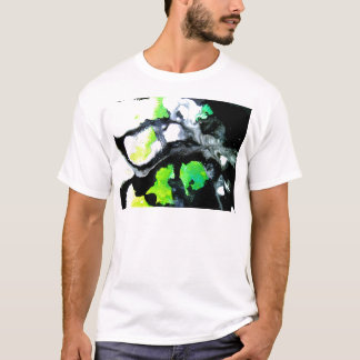 T-shirt Vert blanc de noir abstrait courageux de peinture