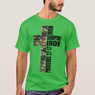 T-shirt Vert Camo Fer Sharpens Fer Croix Chrétienne Fami