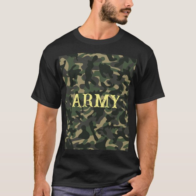 T-shirt Vert camouflage militaire de l'armée (Devant)