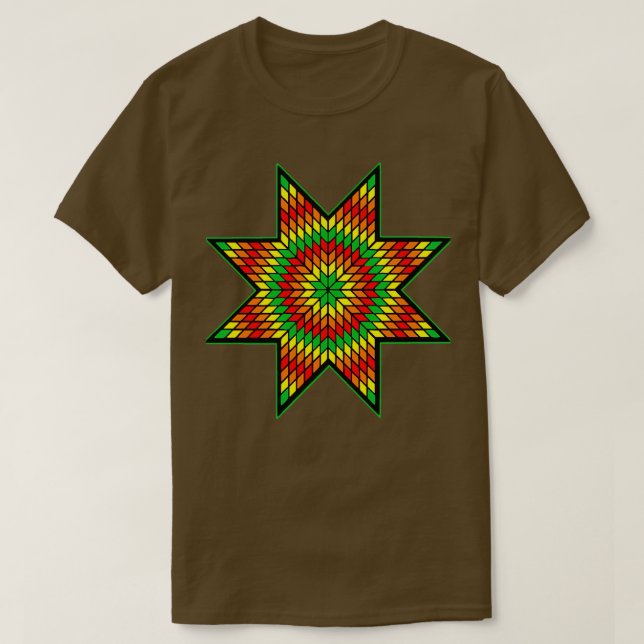 T-shirt Vert couleur feu Native American StarQuilt Design (Design devant)