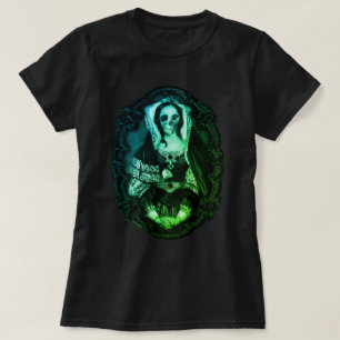 T-shirt vert dame crâne gothique