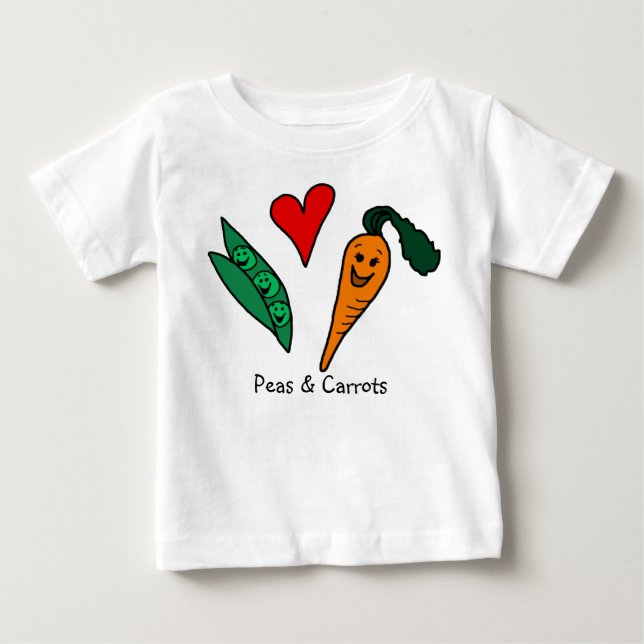 T-shirt vert d'amour de pois et de carottes et (Devant)