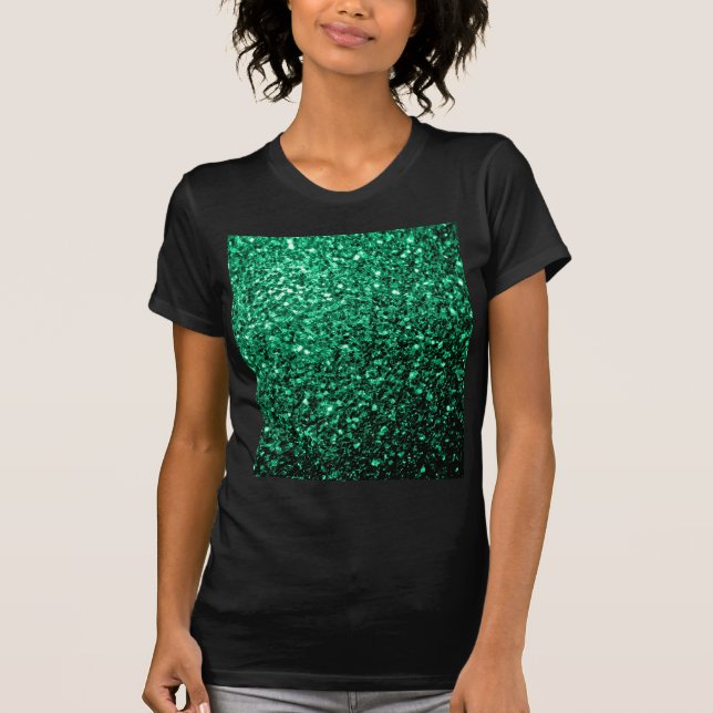 T-shirt Vert émeraude paillettes scintillantes (Devant)