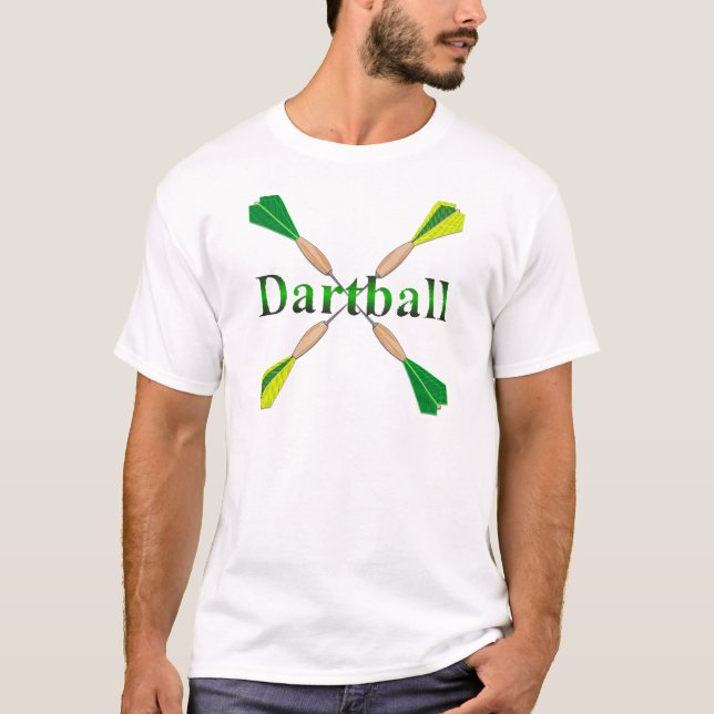 T-shirt Vert et dards de Dartball d'or (Devant)