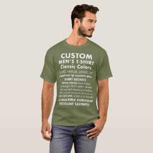 T-shirt vert Fatigue personnalisée pour homme