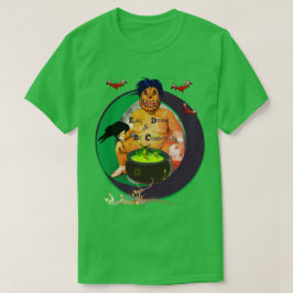 T-shirt Vert levant les cheveux