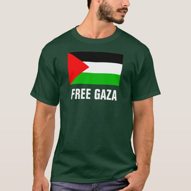T-shirt vert libre de Gaza - grandes lettres (Devant)