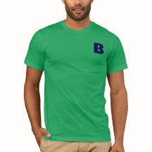 T-Shirt vert moderne au monogramme bleu minimalist