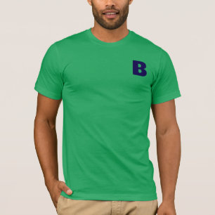 T-Shirt vert moderne au monogramme bleu minimalist