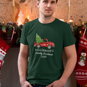 T-shirt Vert personnalisé par camion vintage de Noël de