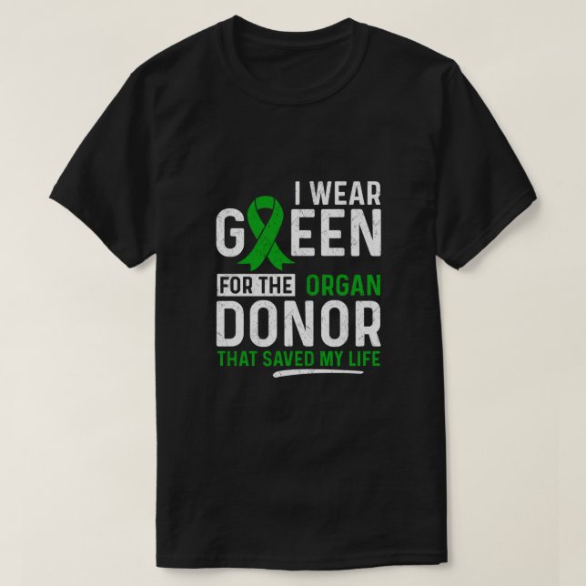 T-shirt Vert Pour Les Organes Donateurs Transplant Rein Li (Design devant)