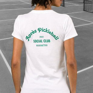 T-shirt Vert Rétro Après Pickle Ball Social Club Blanc