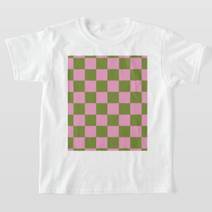 T-shirt Vert rose À damiers En vichy Motif