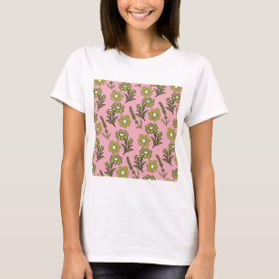 T-shirt Vert rose rétro Y2K Funky Hippie Flower Motif