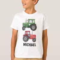 Vert rouge tracteur ferme aquarelle personnalisée