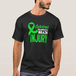 T-shirt Vert Ruban Survivante Traumatic Brain Injury Aware