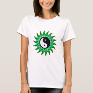 T-shirt Vert vert flambant Yin Yang Sun