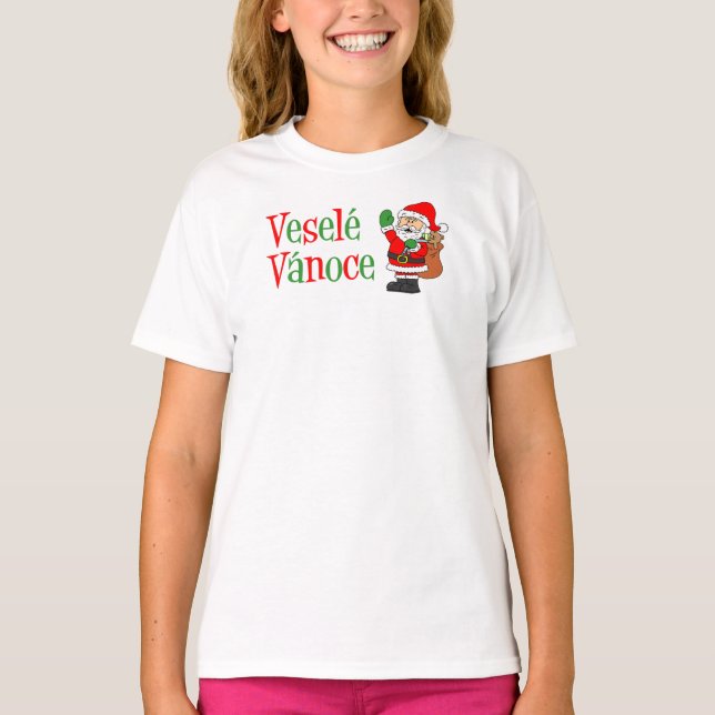 T-shirt Vesele Vanoce Tchèque Noël Père Noël (Devant)